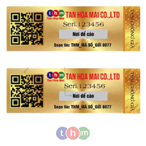 Tem chống giả hologram 7 màu tích hợp chống giả điện tử SMS, in số seri - In Tem Chống Hàng Giả